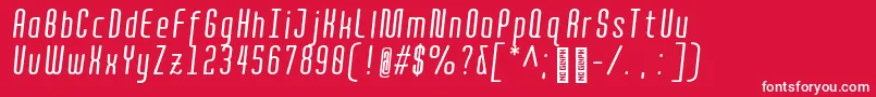 QuotaRegularitaliccond. Font – White Fonts on Red Background