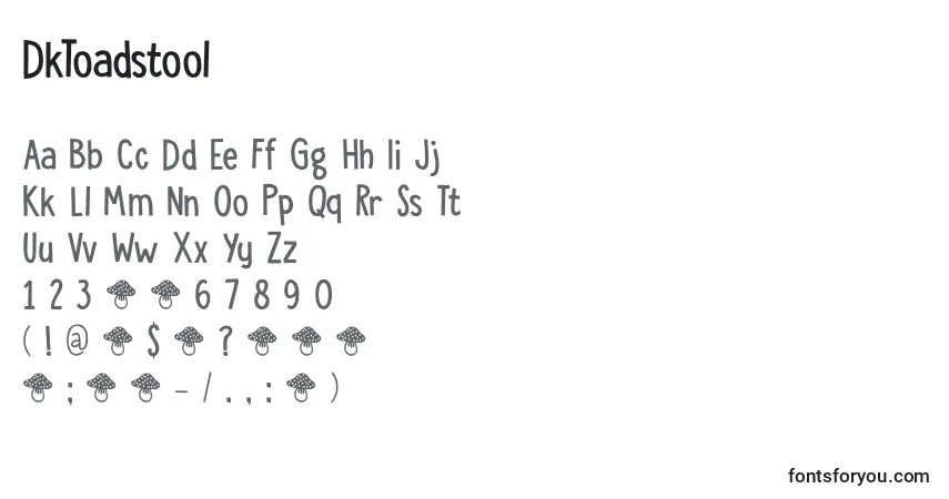 Schriftart DkToadstool – Alphabet, Zahlen, spezielle Symbole