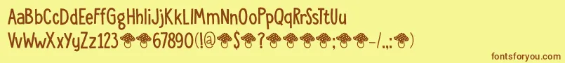 DkToadstool Font – Brown Fonts on Yellow Background
