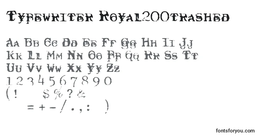 Czcionka Typewriter Royal200trashed – alfabet, cyfry, specjalne znaki