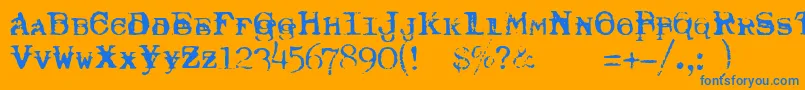 Typewriter Royal200trashed Font – Blue Fonts on Orange Background