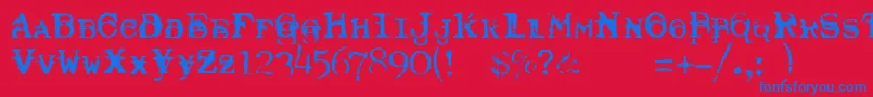 Typewriter Royal200trashed Font – Blue Fonts on Red Background