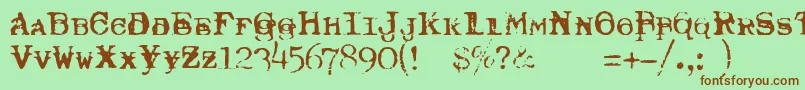 Typewriter Royal200trashed Font – Brown Fonts on Green Background