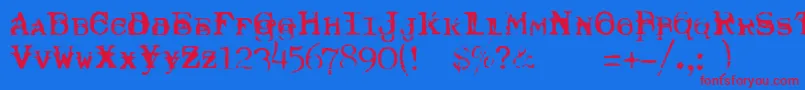 Typewriter Royal200trashed Font – Red Fonts on Blue Background