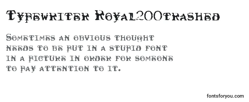 Typewriter Royal200trashed -fontin tarkastelu
