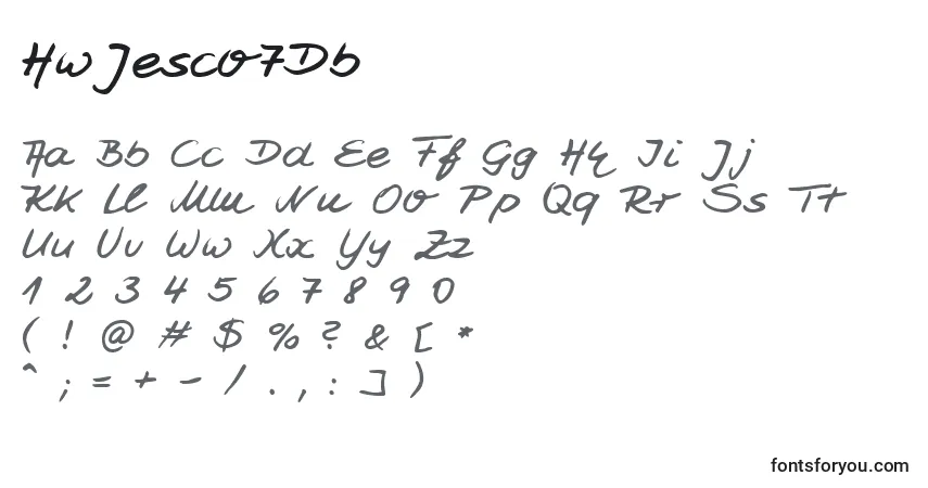 A fonte HwJesco7Db – alfabeto, números, caracteres especiais