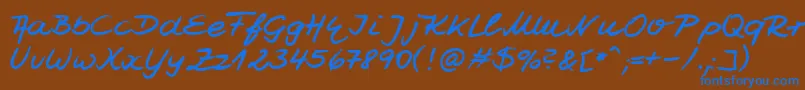 フォントHwJesco7Db – 茶色の背景に青い文字