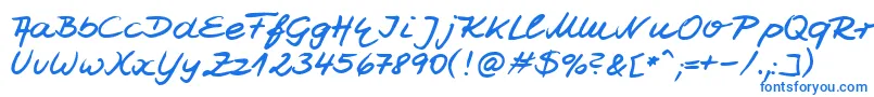 フォントHwJesco7Db – 白い背景に青い文字