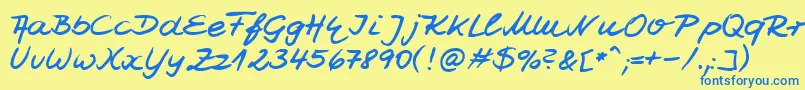 HwJesco7Db Font – Blue Fonts on Yellow Background