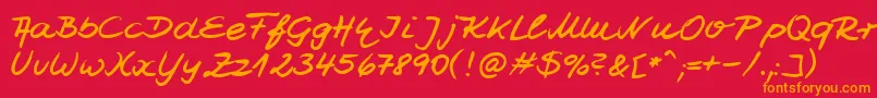 フォントHwJesco7Db – 赤い背景にオレンジの文字