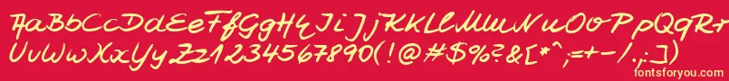 フォントHwJesco7Db – 黄色の文字、赤い背景
