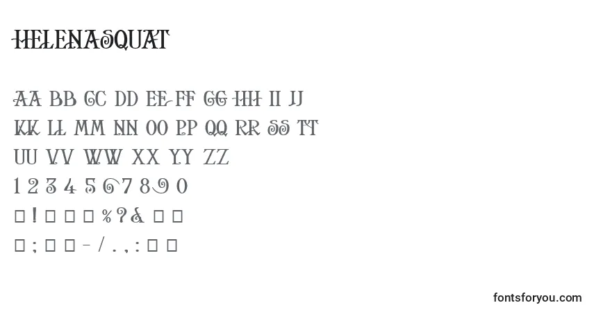 Czcionka HelenaSquat – alfabet, cyfry, specjalne znaki