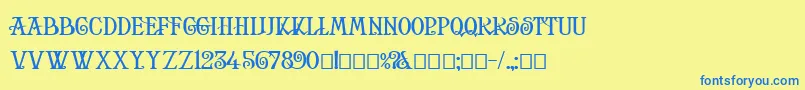 Czcionka HelenaSquat – niebieskie czcionki na żółtym tle
