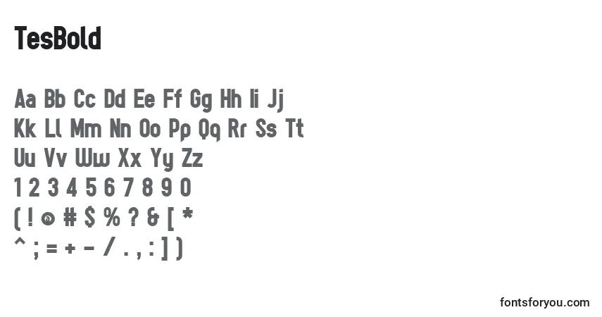 Шрифт TesBoldР™ – алфавит, цифры, специальные символы