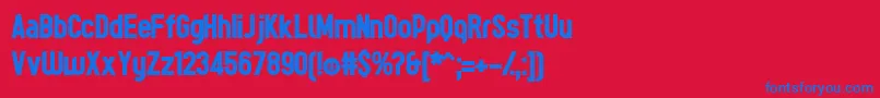 フォントTesBoldР™ – 赤い背景に青い文字