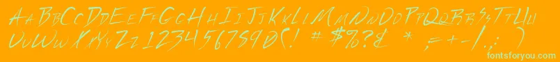 Uecker Font – Green Fonts on Orange Background