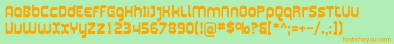 フォントPlasmaticaBold – オレンジの文字が緑の背景にあります。
