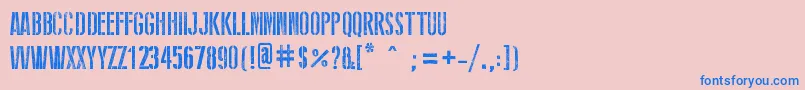 StencilWwIi-Schriftart – Blaue Schriften auf rosa Hintergrund