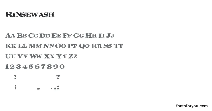 A fonte Rinsewash – alfabeto, números, caracteres especiais