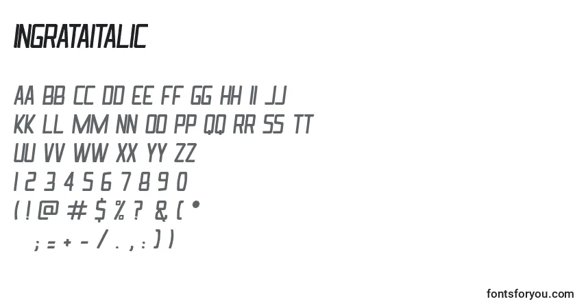 Czcionka IngrataItalic – alfabet, cyfry, specjalne znaki