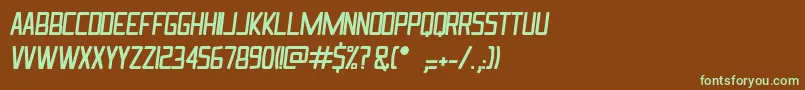 フォントIngrataItalic – 緑色の文字が茶色の背景にあります。