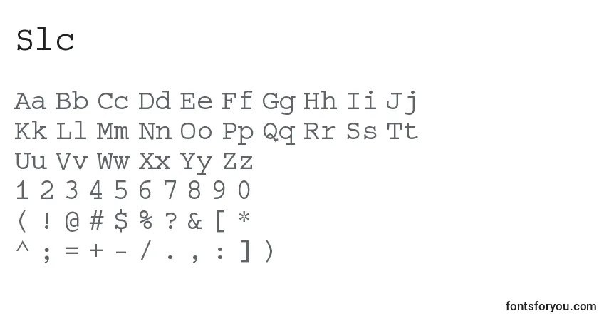 Schriftart Slc – Alphabet, Zahlen, spezielle Symbole