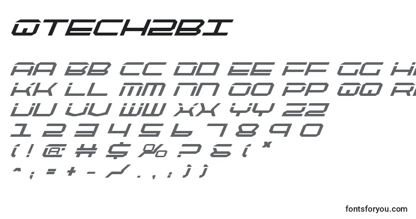 Czcionka Qtech2bi – alfabet, cyfry, specjalne znaki