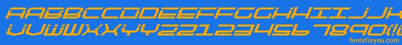 Qtech2bi Font – Orange Fonts on Blue Background