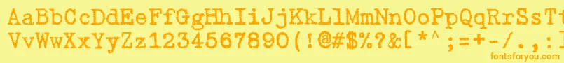 フォントGabrieleBr – オレンジの文字が黄色の背景にあります。