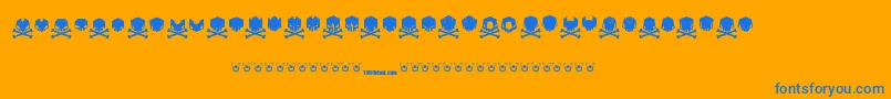 Deadhead Font – Blue Fonts on Orange Background