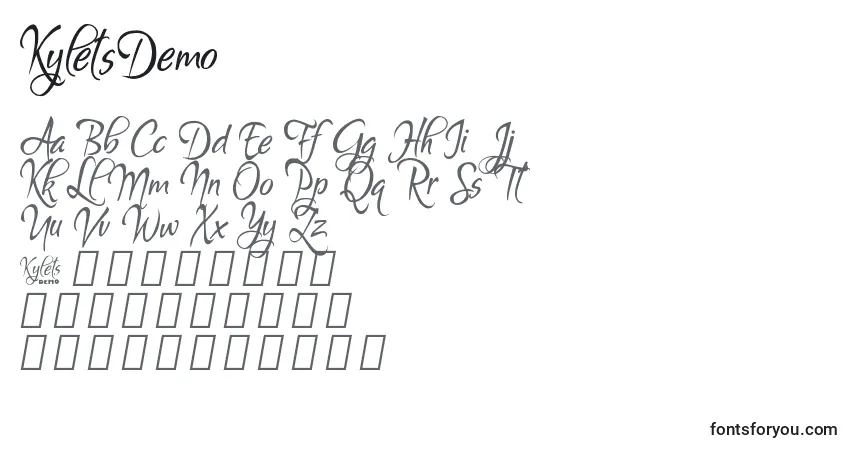 Schriftart KyletsDemo – Alphabet, Zahlen, spezielle Symbole