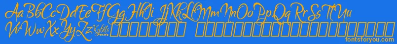KyletsDemo Font – Orange Fonts on Blue Background