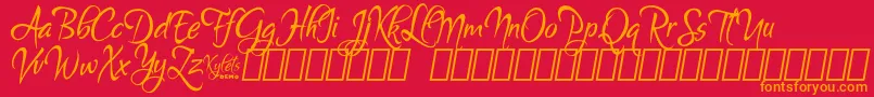 フォントKyletsDemo – 赤い背景にオレンジの文字