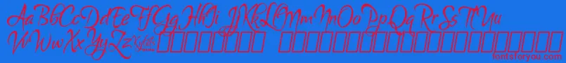 KyletsDemo-Schriftart – Rote Schriften auf blauem Hintergrund