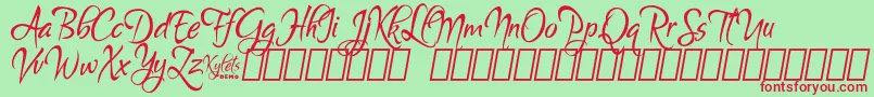 KyletsDemo Font – Red Fonts on Green Background