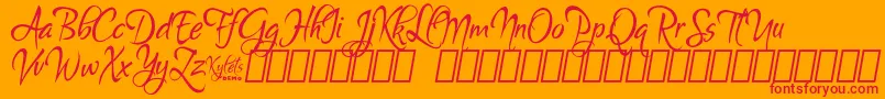 KyletsDemo-Schriftart – Rote Schriften auf orangefarbenem Hintergrund