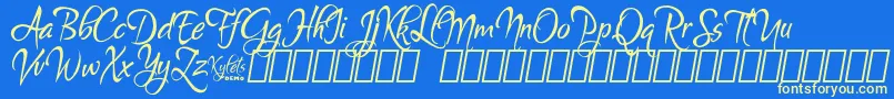 KyletsDemo Font – Yellow Fonts on Blue Background