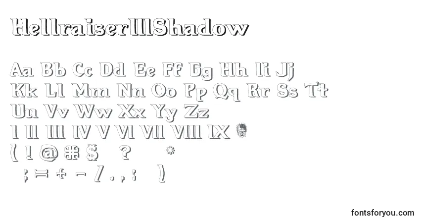 A fonte Hellraiser3Shadow (86246) – alfabeto, números, caracteres especiais