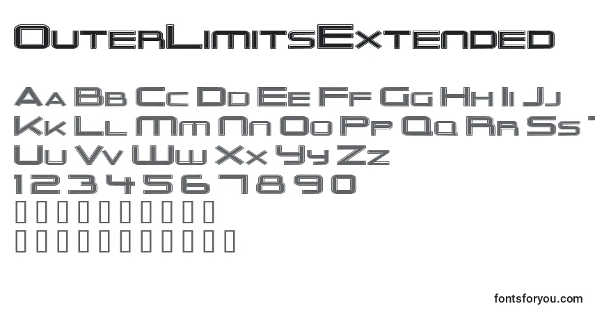 Czcionka OuterLimitsExtended – alfabet, cyfry, specjalne znaki