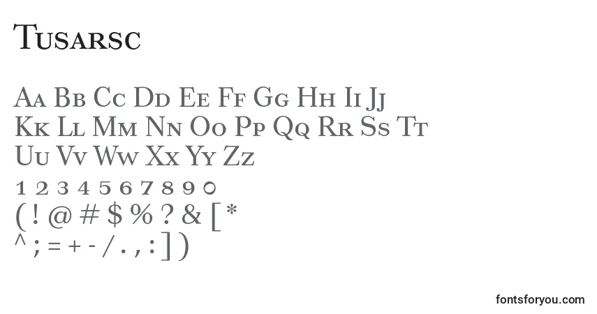Schriftart Tusarsc – Alphabet, Zahlen, spezielle Symbole