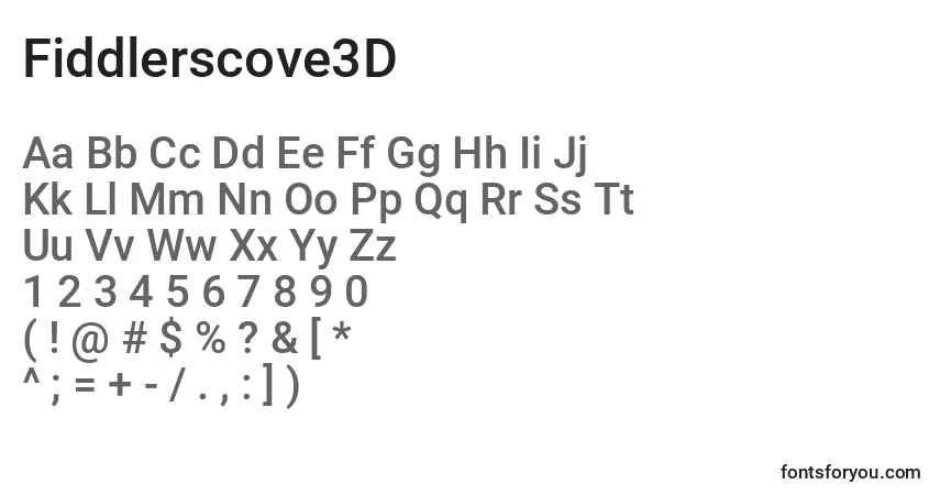 A fonte Fiddlerscove3D – alfabeto, números, caracteres especiais