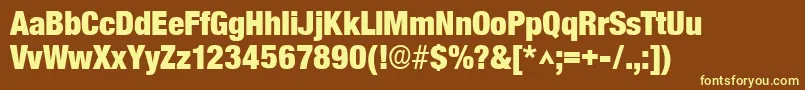 More about BasicSansHeavySfBold Font BasicSansHeavySfBold Font – Yellow Fonts on Brown Background