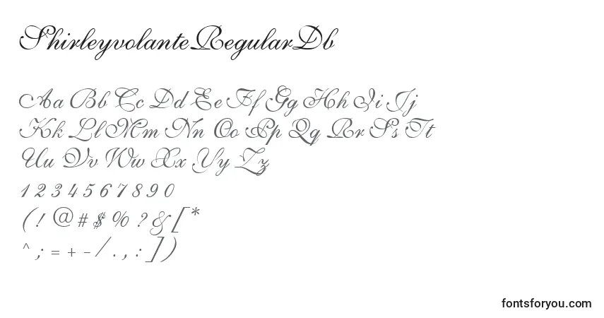 Schriftart ShirleyvolanteRegularDb – Alphabet, Zahlen, spezielle Symbole