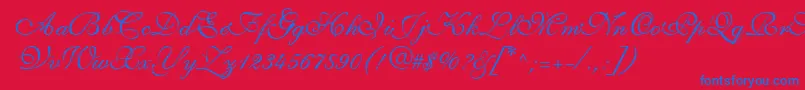 ShirleyvolanteRegularDb-Schriftart – Blaue Schriften auf rotem Hintergrund