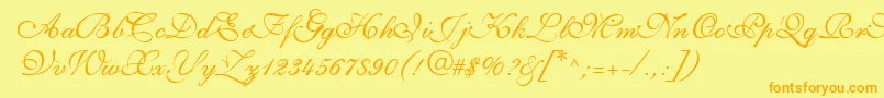ShirleyvolanteRegularDb Font – Orange Fonts on Yellow Background
