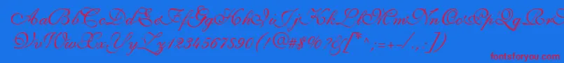 ShirleyvolanteRegularDb Font – Red Fonts on Blue Background
