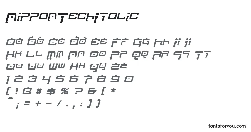 Police NipponTechItalic (86254) - Alphabet, Chiffres, Caractères Spéciaux