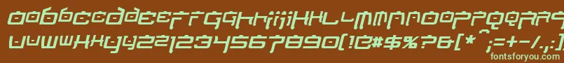 NipponTechItalic Font – Green Fonts on Brown Background