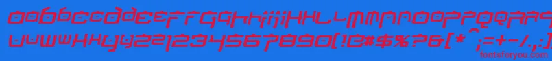 NipponTechItalic Font – Red Fonts on Blue Background