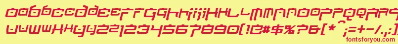 Czcionka NipponTechItalic – czerwone czcionki na żółtym tle
